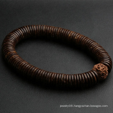 J1598 Tibetan Jewelry Coconut Rudraksha Bodhi Stretch Bracelet Natural Men Wood Beaded Bracelets Unisex Anniversary